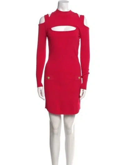 Pre-owned Balmain Mock Neck Mini Dress In Pink