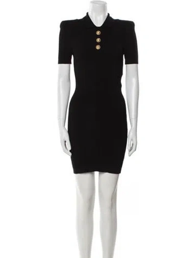 Pre-owned Balmain Mock Neck Mini Dress W/ Tags In Black