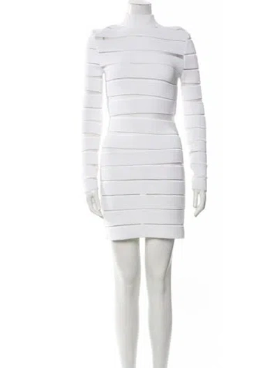 Pre-owned Balmain Mock Neck Mini Dress W/ Tags In White