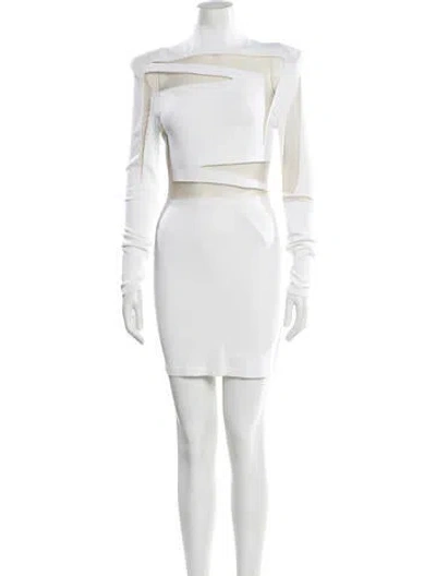 Pre-owned Balmain Mock Neck Mini Dress In White