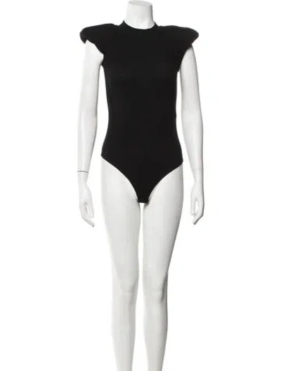 Pre-owned Balmain Mock Neck Short Sleeve Bodysuit In Black