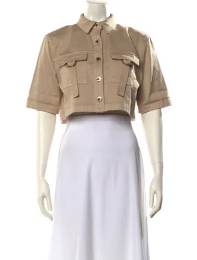 Pre-owned Balmain Mock Neck Short Sleeve Crop Top In White