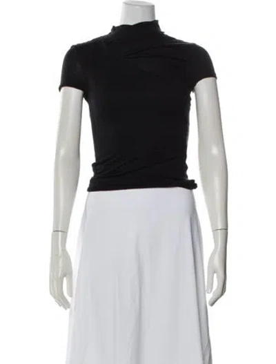 Pre-owned Balmain Mock Neck Short Sleeve Top In Gray