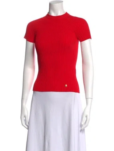 Pre-owned Balmain Mock Neck Short Sleeve Top In Pink