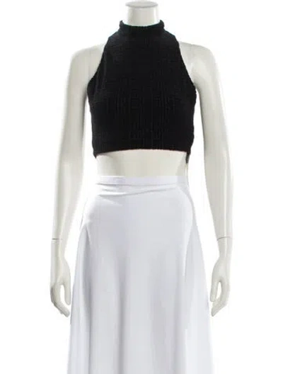 Pre-owned Balmain Mock Neck Sleeveless Crop Top In Black