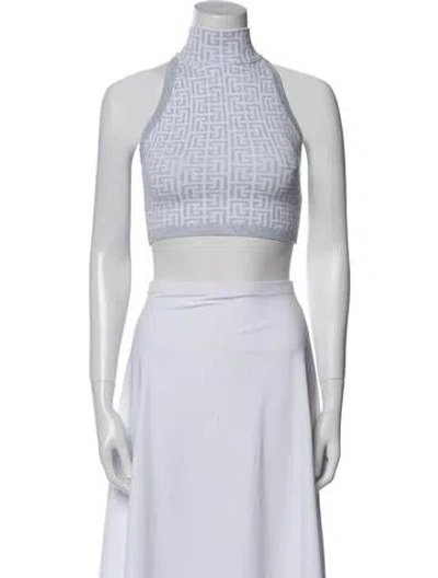 Pre-owned Balmain Mock Neck Sleeveless Crop Top W/ Tags In Multi