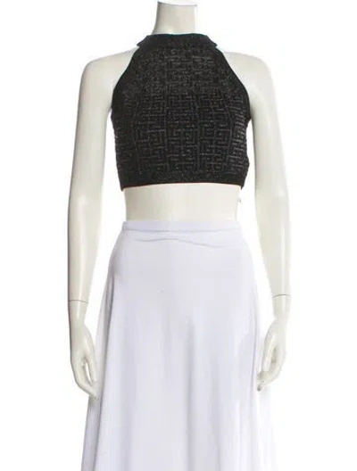 Pre-owned Balmain Mock Neck Sleeveless Crop Top In White