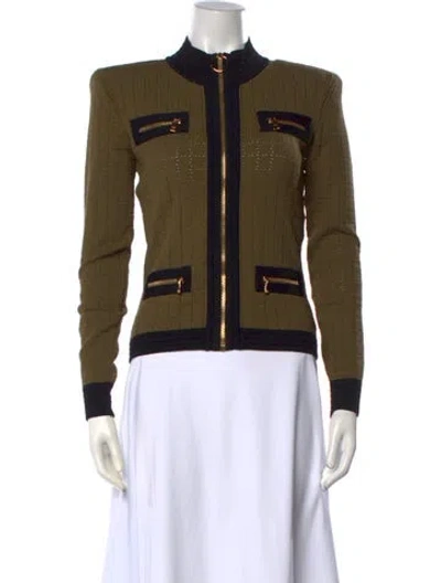 Pre-owned Balmain Mock Neck Sweater In Green