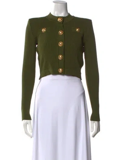 Pre-owned Balmain Mock Neck Sweater In Green