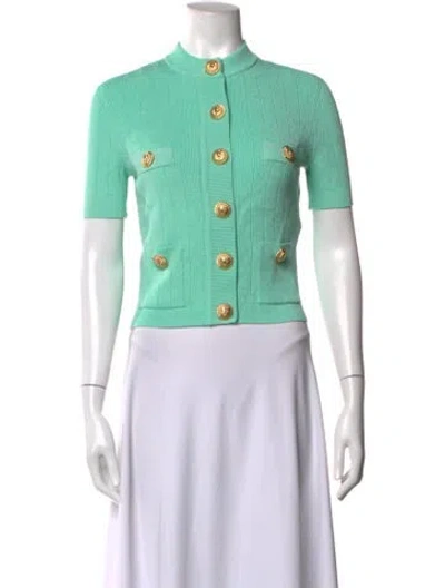 Pre-owned Balmain Mock Neck Sweater W/ Tags In Green