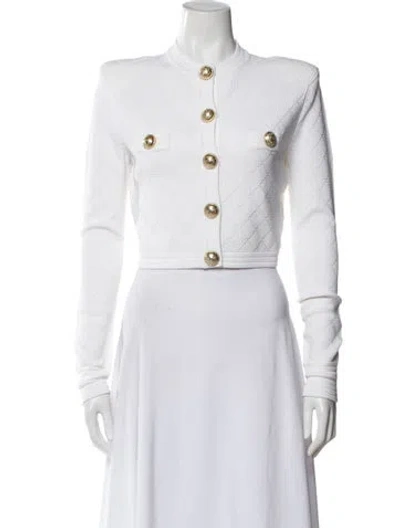 Pre-owned Balmain Mock Neck Sweater In White