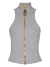 Balmain Sleeveless Cotton Knit Top In Gray