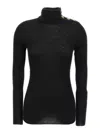 Balmain Mohair Button Sweater In Black