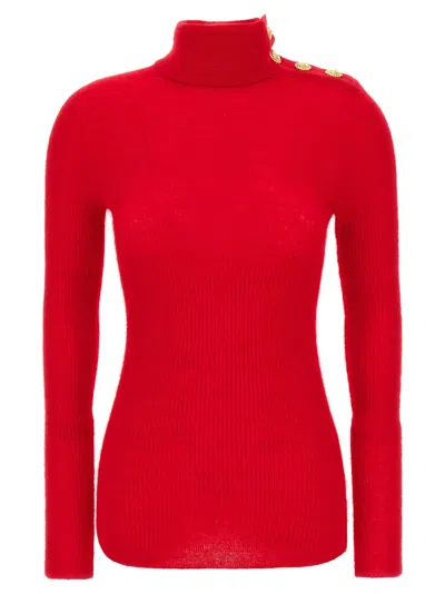 Balmain Mohair Button Sweater Sweater, Cardigans Red In Rot