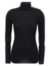 Balmain Mohair Button Sweater In Black