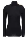 Balmain Mohair Button Sweater In Black