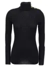 Balmain Mohair Button Sweater In Black