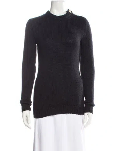 Pre-owned Balmain Mohair Crew Neck Sweater In Black