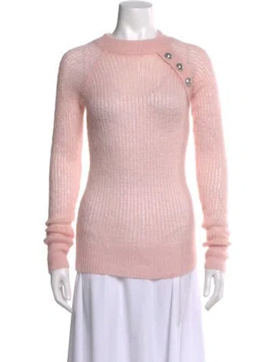 Pre-owned Balmain Mohair Crew Neck Sweater In Pink