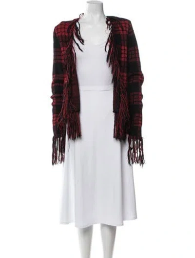 Pre-owned Balmain Mohair Plaid Print Jacket In Red