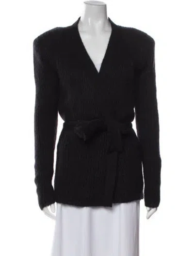 Pre-owned Balmain Mohair V-neck Sweater In Black