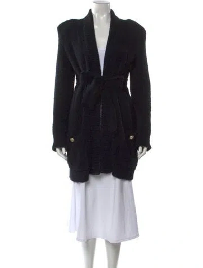 Pre-owned Balmain Mohair V-neck Sweater In Black