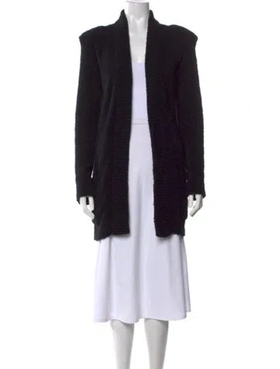 Pre-owned Balmain Mohair V-neck Sweater In Black