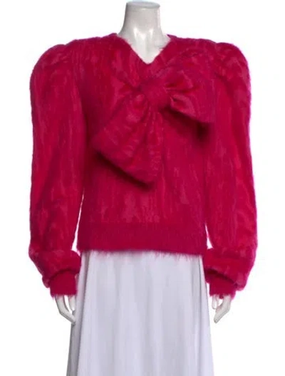 Pre-owned Balmain Mohair V-neck Sweater In Pink