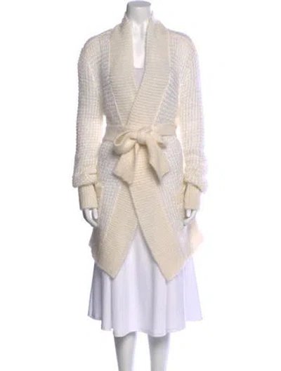 Pre-owned Balmain Mohair V-neck Sweater In White