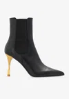 Balmain Sculpted-heel Patent-finish Leather Boots In Black