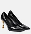 Balmain Moneta Croc-effect Leather Pumps In Noir