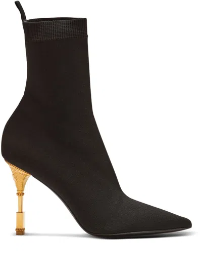 Balmain Moneta Knitted Ankle Boots In Black