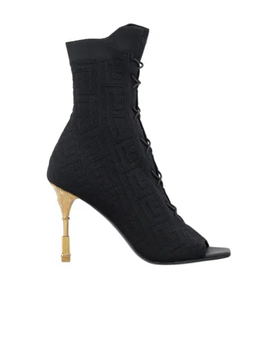 Balmain Booties Monogram Black Monogram In Noir