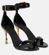 Balmain 95mm Moneta Patent Leather Sandals In Black