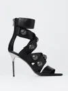 Balmain Stiletto Heel Sandals Button Detail In Black