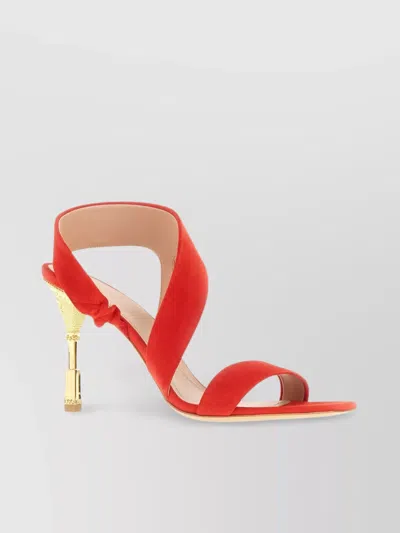 BALMAIN MONETA SCULPTED HEEL OPEN TOE SANDALS