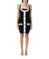 Balmain Black Dress With Square Neckline And Decorative Buttons In Black