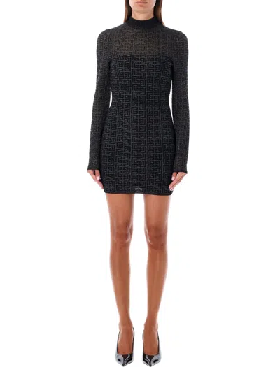 BALMAIN MONOGRAM 3D MINI DRESS