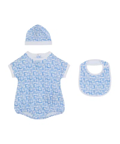 Balmain Babies' Monogram 3-piece Set In Blue