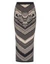 Balmain Multicolor Paisley Monogram Midi Skirt In White