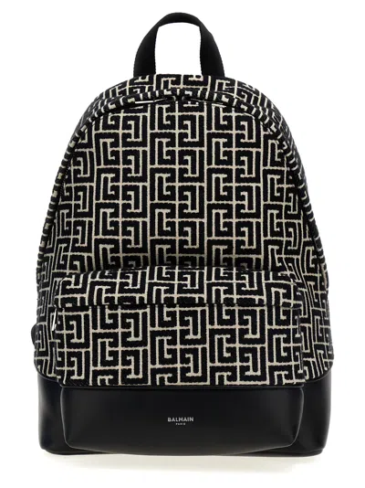 Balmain Monogram Backpacks White/black