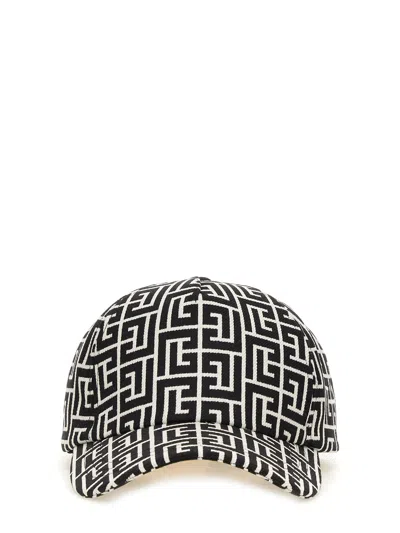 Balmain Monogram Baseball Hat In Multicolour