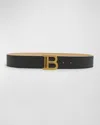 Balmain Monogram Buckled Leather B-belt In Black