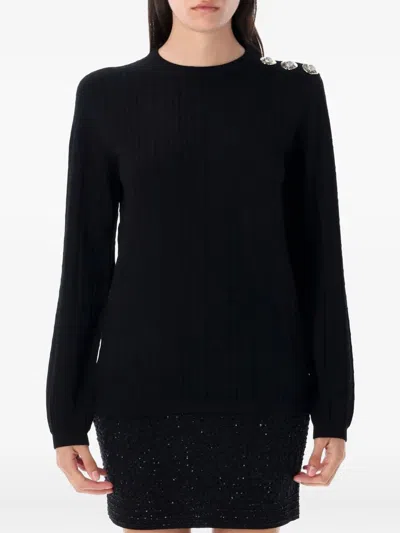 Balmain Monogram Button-embellished Sweater In Black