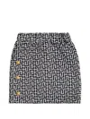 Balmain Monogram Button Skirt In Black