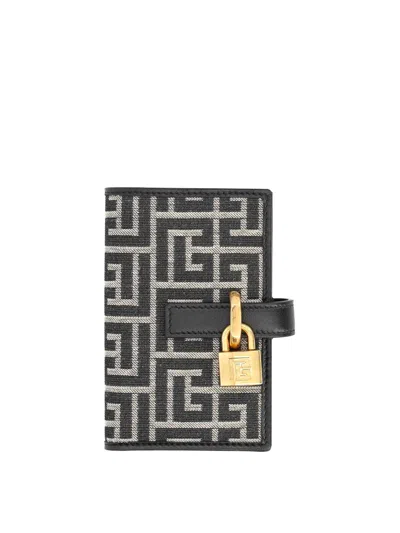Balmain Monogram Card Holder With Padlock In Multicolour
