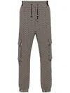 Balmain Monogram-print Cargo Track Pants In ホワイト