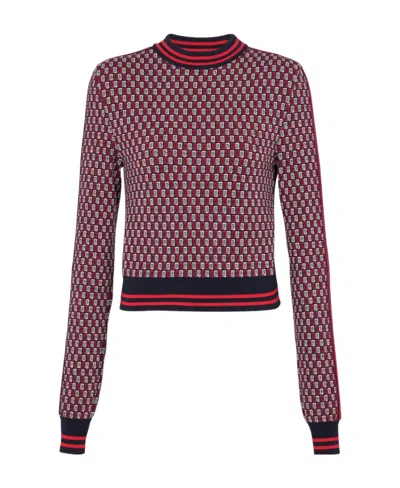 BALMAIN BALMAIN CROPPED MONOGRAMMED KNIT JUMPER