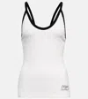 Balmain Monogram Cotton-blend Tank Top In Blanc/noir