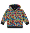 Balmain Monogram Cotton Jersey Hoodie In Multicoloured